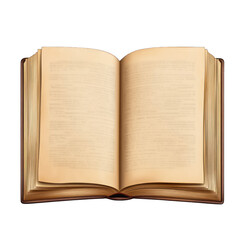 Open book with blank pages isolated on transparent background