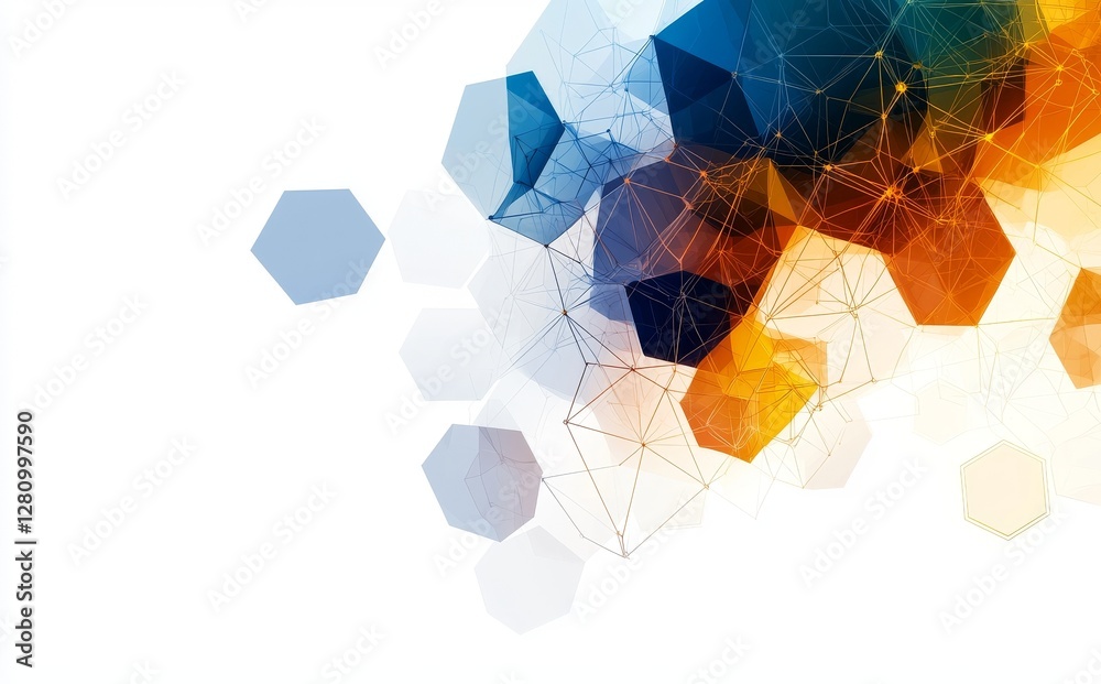 Poster a geometric abstract design is depicted through an illustration that includes a hexagonal background