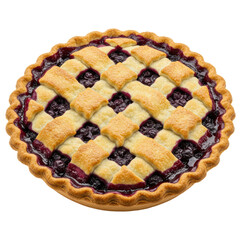 Isolated Homemade Blueberry Pie with Criss-Cross Crust