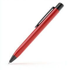 3D red pencil on white background