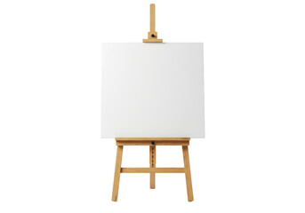 Isolated Blank White Canvas on Wooden Easel