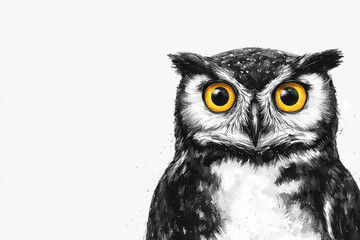 Fototapeta premium A striking owl portrait with captivating yellow eyes and intricate feather details.