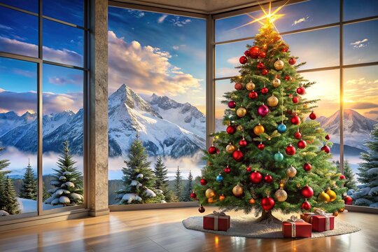 Christmas Tree with Stunning Mountain View