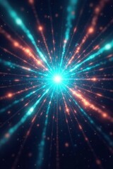 Naklejka premium Vibrant cyan starburst, radiating energy, glowing core, intense, pattern