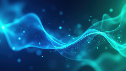 A dynamic and futuristic background featuring fluid-like motion graphics with an abstract representation of Semaglutide.