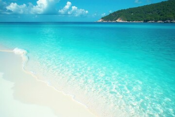 Crystal-clear turquoise water, soft white sand , sea, horizon