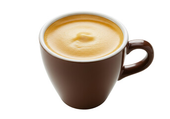 Isolated Frothy Cappuccino in Brown Ceramic Cup