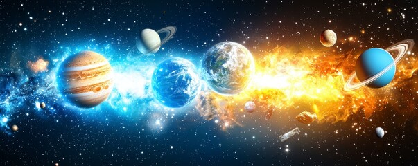 Celestial Collision Planets in a Cosmic Dance.