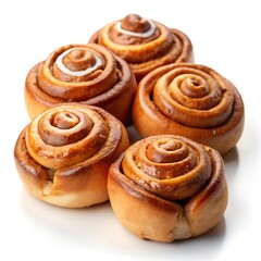 Fototapeta premium freshly baked cinnamon rolls isolated on white background, top view 