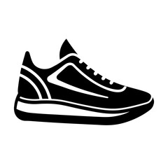 Abstract athletic sneaker design simple flat silhouette on white background