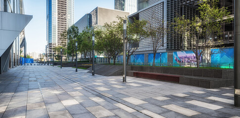 Modern Urban Cityscape with Empty Plaza