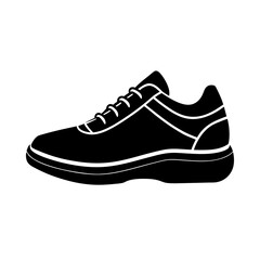 Clean athletic shoe graphic simple flat silhouette on white background