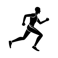 Clean runner design icon simple flat silhouette on white background