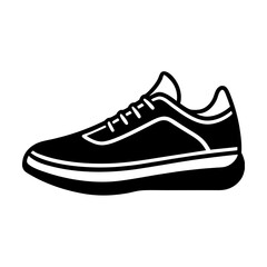 Abstract athletic sneaker outline simple flat silhouette on white background