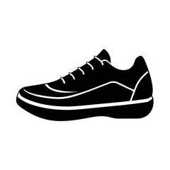 Clean athletic shoe design simple flat silhouette on white background
