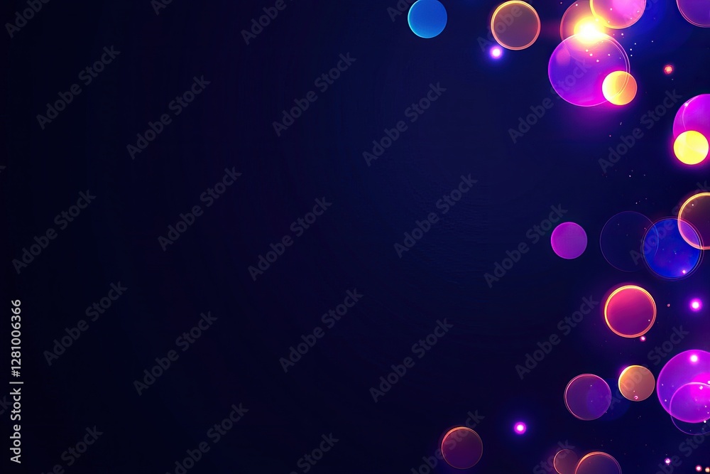 Canvas Prints abstract dark blue background with colorful glowing circles and bokeh lights, perfect for festive de