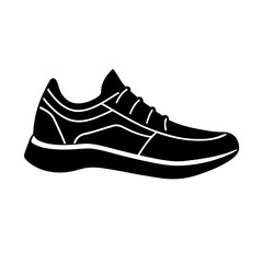 Abstract running shoe art simple flat silhouette on white background