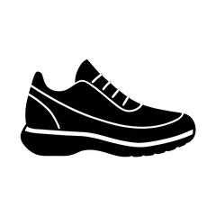 Contemporary athletic shoe design simple flat silhouette on white background