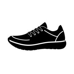 Contemporary running shoe illustration simple flat silhouette on white background