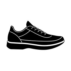 Contemporary running sneaker illustration simple flat silhouette on white background