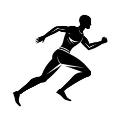 Dynamic runner graphic design simple flat silhouette on white background
