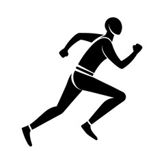 Dynamic runner icon design simple flat silhouette on white background