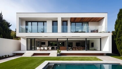 Modern architectural house exterior, luxury house architecture photo