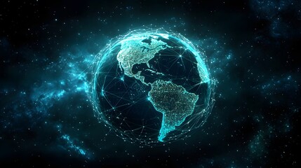 Futuristic Digital Globe with Connected Networks and Stars