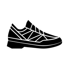 Geometric running sneaker design simple flat silhouette on white background