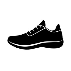 Minimalist running shoe graphic simple flat silhouette on white background