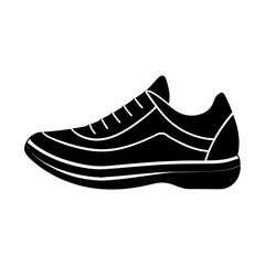 Minimalist running shoe outline simple flat silhouette on white background
