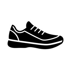 Minimalist running shoe icon simple flat silhouette on white background