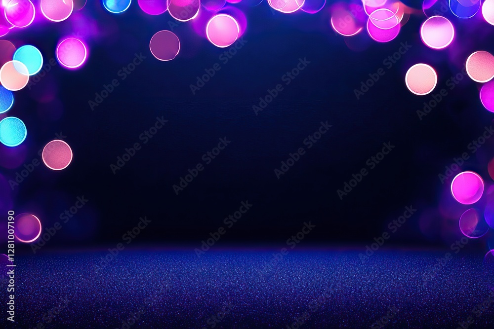 Canvas Prints abstract dark blue background with bokeh lights and glitter texture, ideal for product display or de