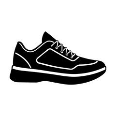 Modern running sneaker illustration design simple flat silhouette on white background