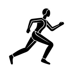 Modern runner figure outline simple flat silhouette on white background