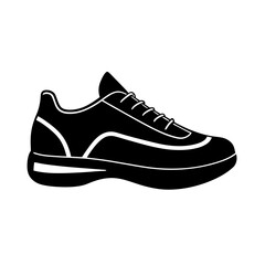 Modern athletic shoe design simple flat silhouette on white background