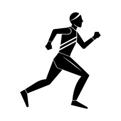 Simplistic runner icon design simple flat silhouette on white background