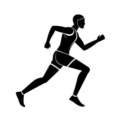 Modern runner art design simple flat silhouette on white background