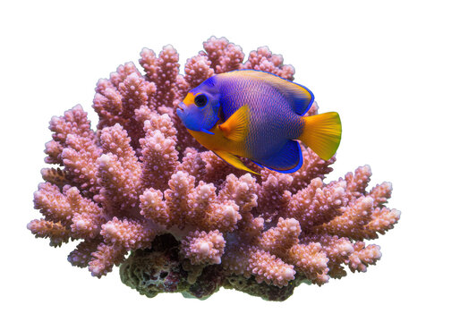 Isolated Coral Reef with Queen Angelfish