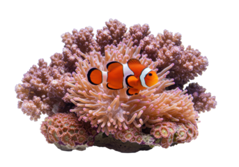 Isolated Clownfish and Anemone in Coral Reef