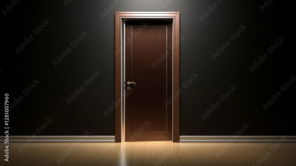 Poster the open door stands as a gateway to discovery, revealing a softly illuminated space that contrasts 
