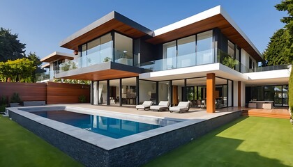 Modern architectural house exterior, luxury house architecture photo