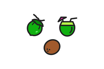 coconut icon flat design vector set
