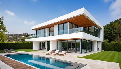 Fototapeta premium Modern architectural house exterior, luxury house architecture photo
