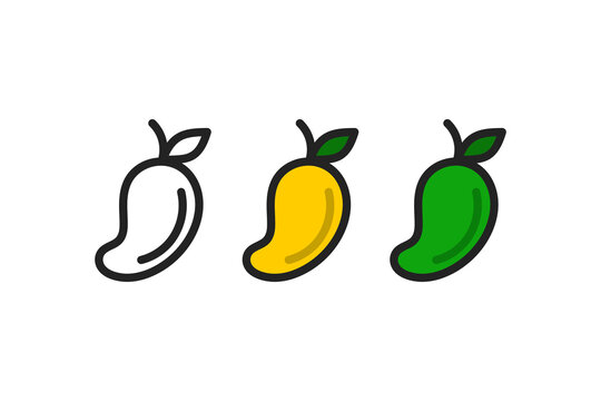 mango icon line and flat design set