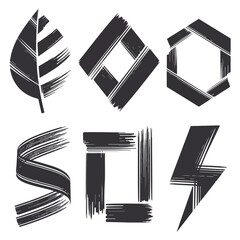 Soft Brushstroke Patterns Different Silhouette Vector on a White Background