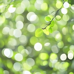 Fototapeta premium Vibrant Green Leaves Bokeh Background Nature Photography