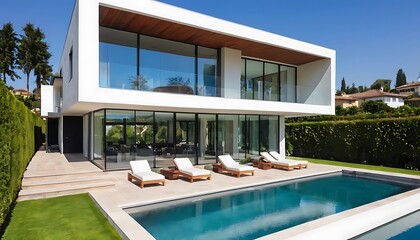 Fototapeta premium Modern architectural house exterior, luxury house architecture photo