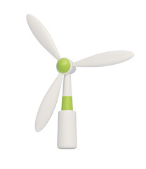 Cartoon wind turbine isolated on transparent background. 3D illustration