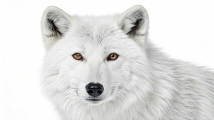 Majestic white arctic wolf portrait on bright background